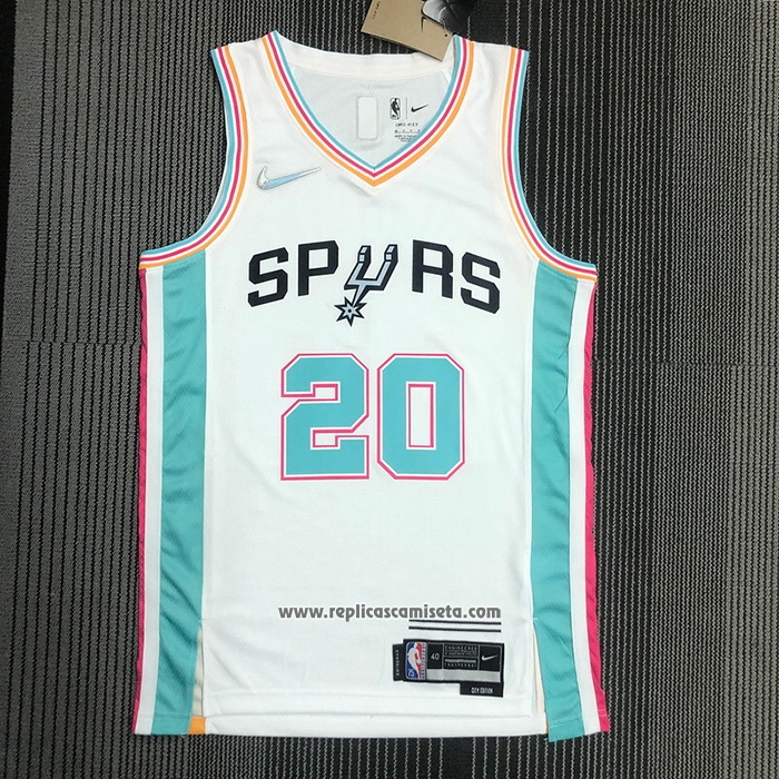 Camiseta San Antonio Spurs Manu Ginobili #20 Ciudad 2021-22 Blanco
